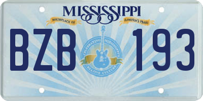 MS license plate BZB193