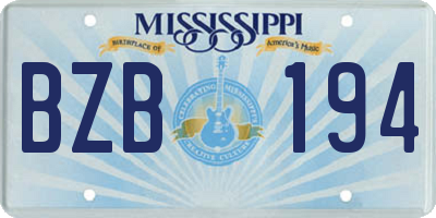 MS license plate BZB194