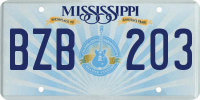 MS license plate BZB203