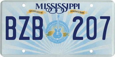 MS license plate BZB207