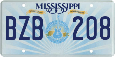 MS license plate BZB208