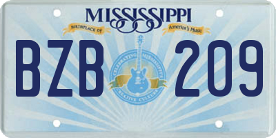 MS license plate BZB209