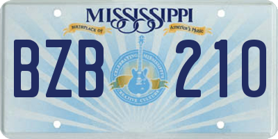 MS license plate BZB210