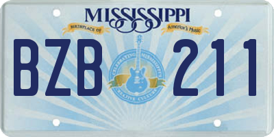 MS license plate BZB211
