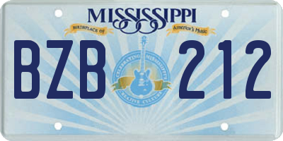 MS license plate BZB212