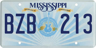 MS license plate BZB213