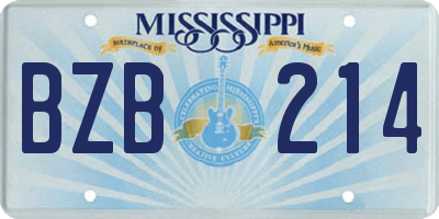 MS license plate BZB214