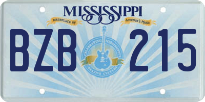 MS license plate BZB215