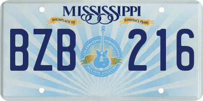 MS license plate BZB216