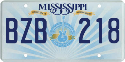 MS license plate BZB218