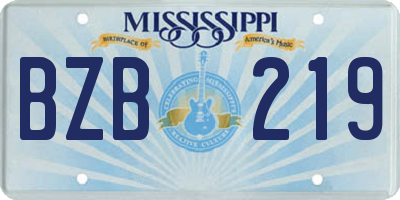 MS license plate BZB219