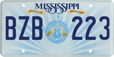 MS license plate BZB223