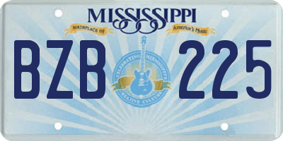 MS license plate BZB225