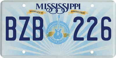 MS license plate BZB226