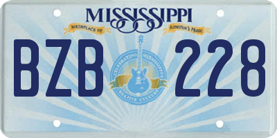 MS license plate BZB228