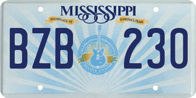 MS license plate BZB230