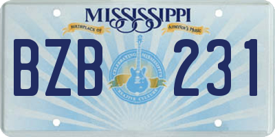MS license plate BZB231