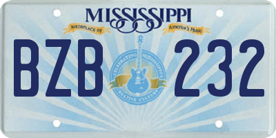 MS license plate BZB232