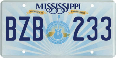 MS license plate BZB233