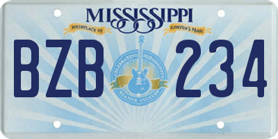 MS license plate BZB234