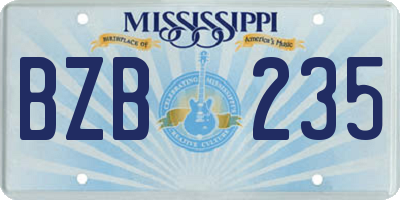 MS license plate BZB235