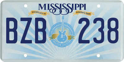 MS license plate BZB238
