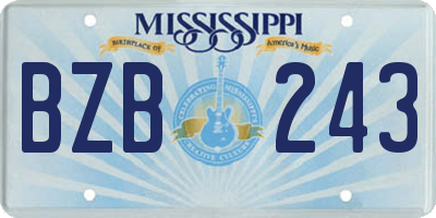 MS license plate BZB243