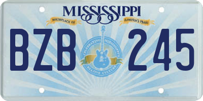 MS license plate BZB245
