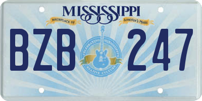MS license plate BZB247