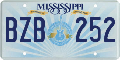 MS license plate BZB252