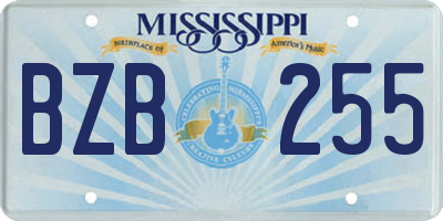 MS license plate BZB255