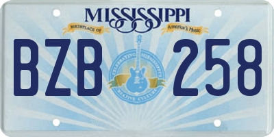 MS license plate BZB258