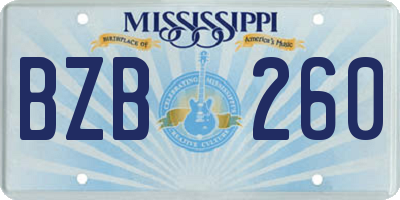 MS license plate BZB260