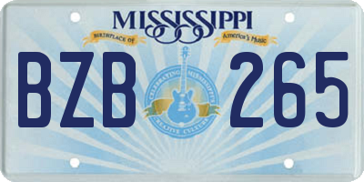 MS license plate BZB265