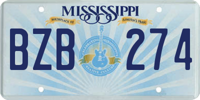 MS license plate BZB274