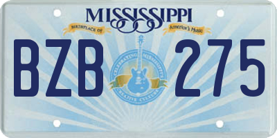 MS license plate BZB275