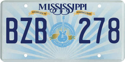 MS license plate BZB278