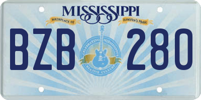 MS license plate BZB280