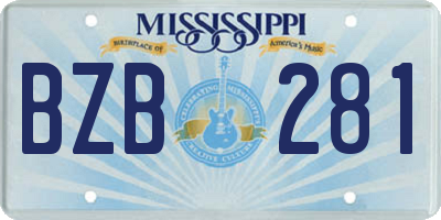 MS license plate BZB281