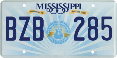MS license plate BZB285