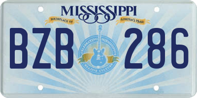 MS license plate BZB286