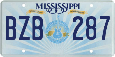 MS license plate BZB287