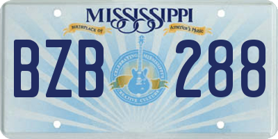 MS license plate BZB288