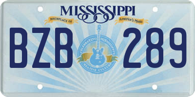 MS license plate BZB289
