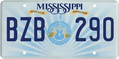 MS license plate BZB290