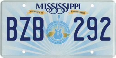 MS license plate BZB292