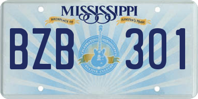 MS license plate BZB301