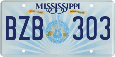 MS license plate BZB303