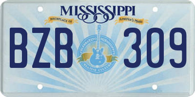 MS license plate BZB309