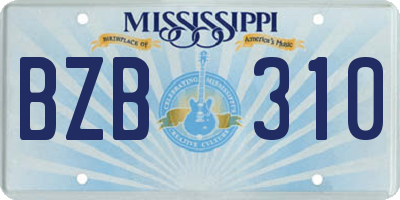 MS license plate BZB310